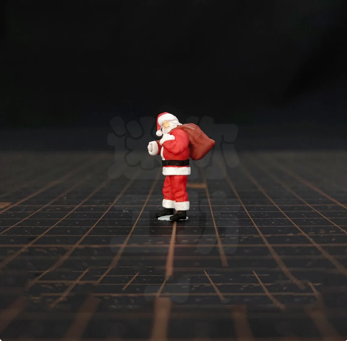 Żywica ręcznie malowana 1/64 Santa Claus miniaturowa Model figurki kreatywna fotografia dekoracja kolekcji