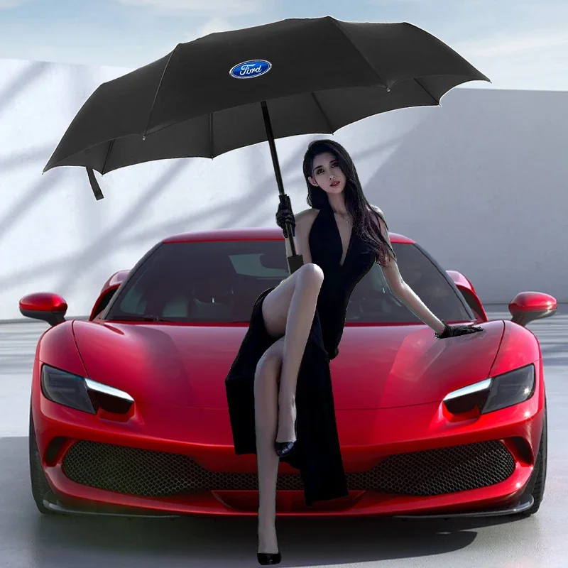 Car Styling Car Automatic Folding Windproof Sunshade Umbrella For Ford Fiesta Ranger Focus Kuga Mustang MAX Transit Mondeo Esco