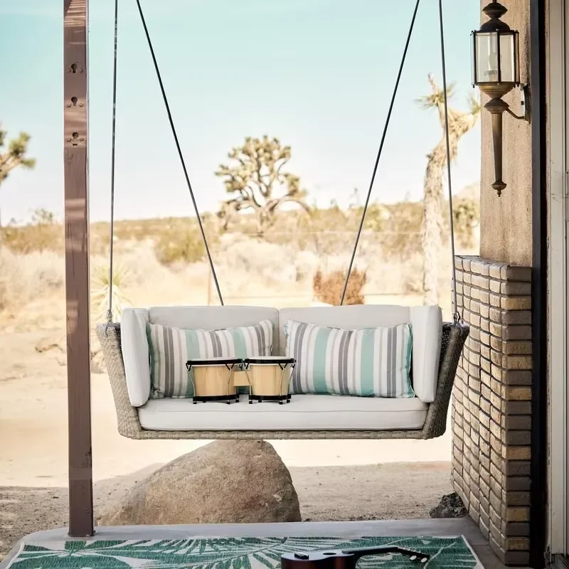 Outdoor French Romantic PE Rattan Swing Chair for Courtyard