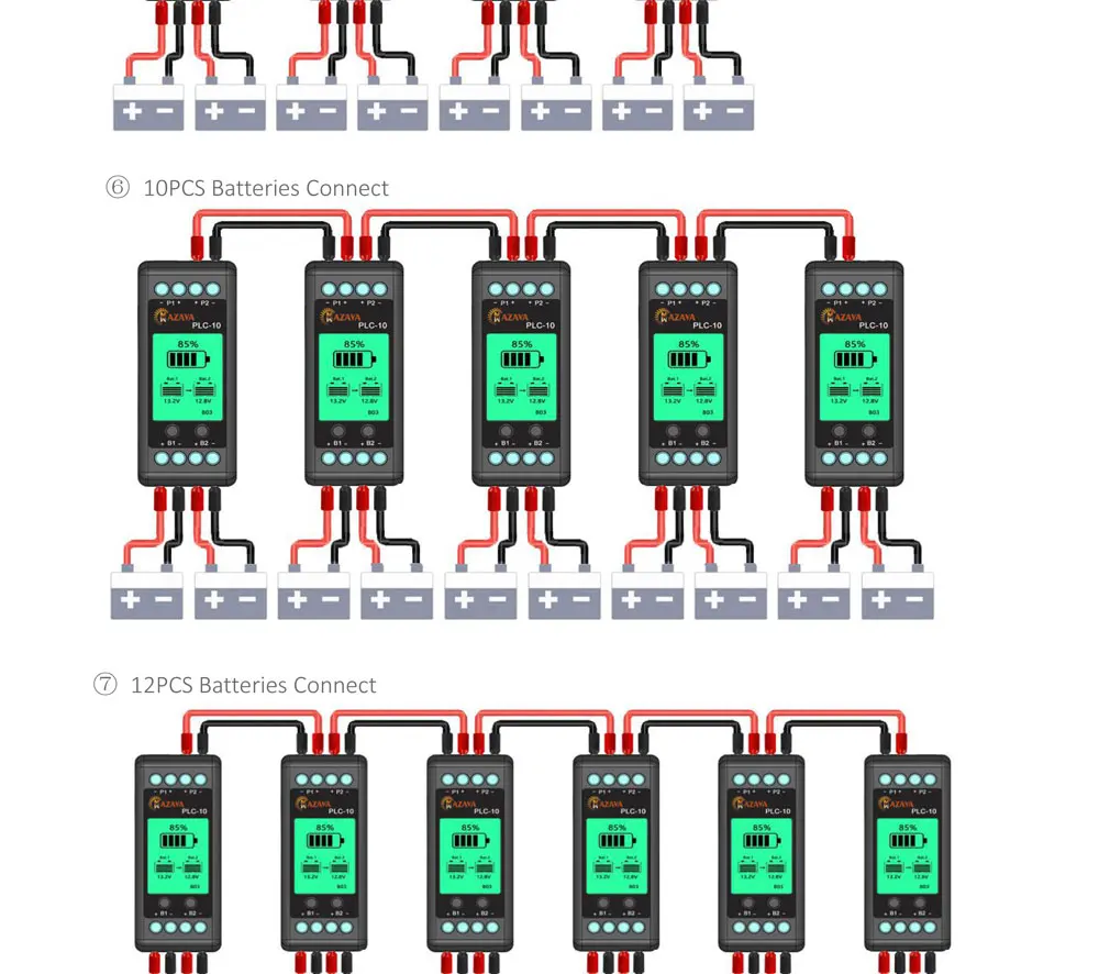 MAZAVA PLC-10 HX02 Battery Balancer 2S 4S 12V 24V 36V 48V 96A ctive LCD Lead Acid Li li-ion LiFePO4 Battery Equalizer Monitor