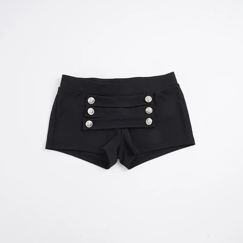 Sexy Low Waist Pleated Design Sense Double Breasted Tight Shorts Spice Girl Fashion Hot Pants Women
