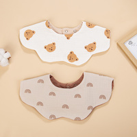 Muslin Cotton Bibs Infant Boys Girls Waterproof 6 Layers Thicken AB Side Saliva Towel Adjustable Button Snap Feeding Burp Cloths