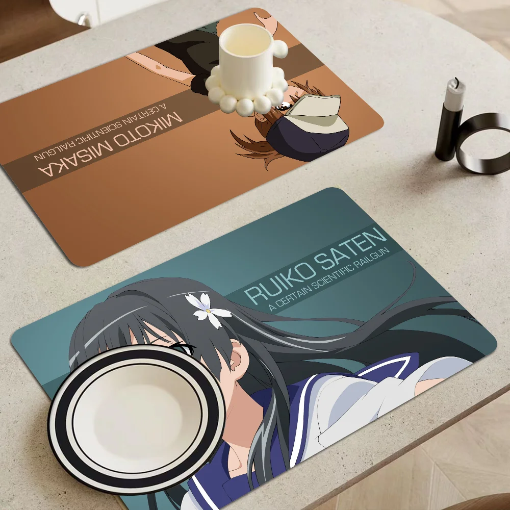 

Anime A Certain Scientific Railgun Coffee Dish Quick Drying Kitchen Absorbent Drained Placemat For Table Bathroom Kitchen