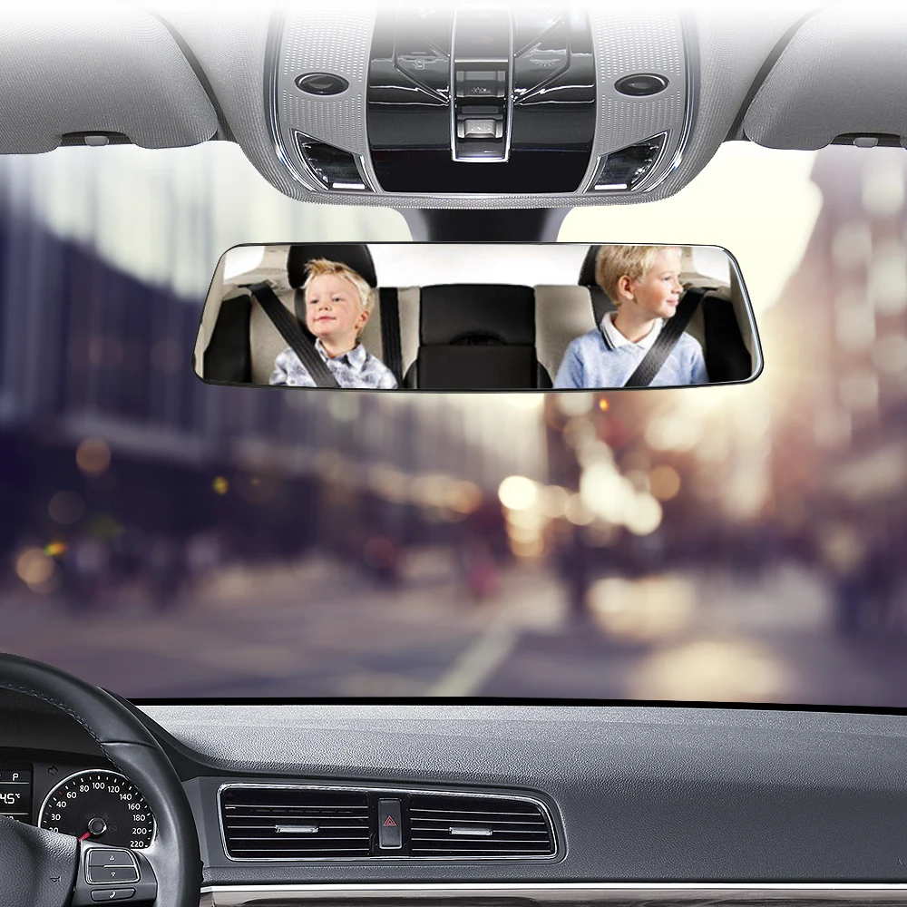 2.5D Full Creen HD Glass Car Interior Rear View Mirror 3000R Micro Curvature Lens Anti-glare Wide-angle Blue Frameless Mirror