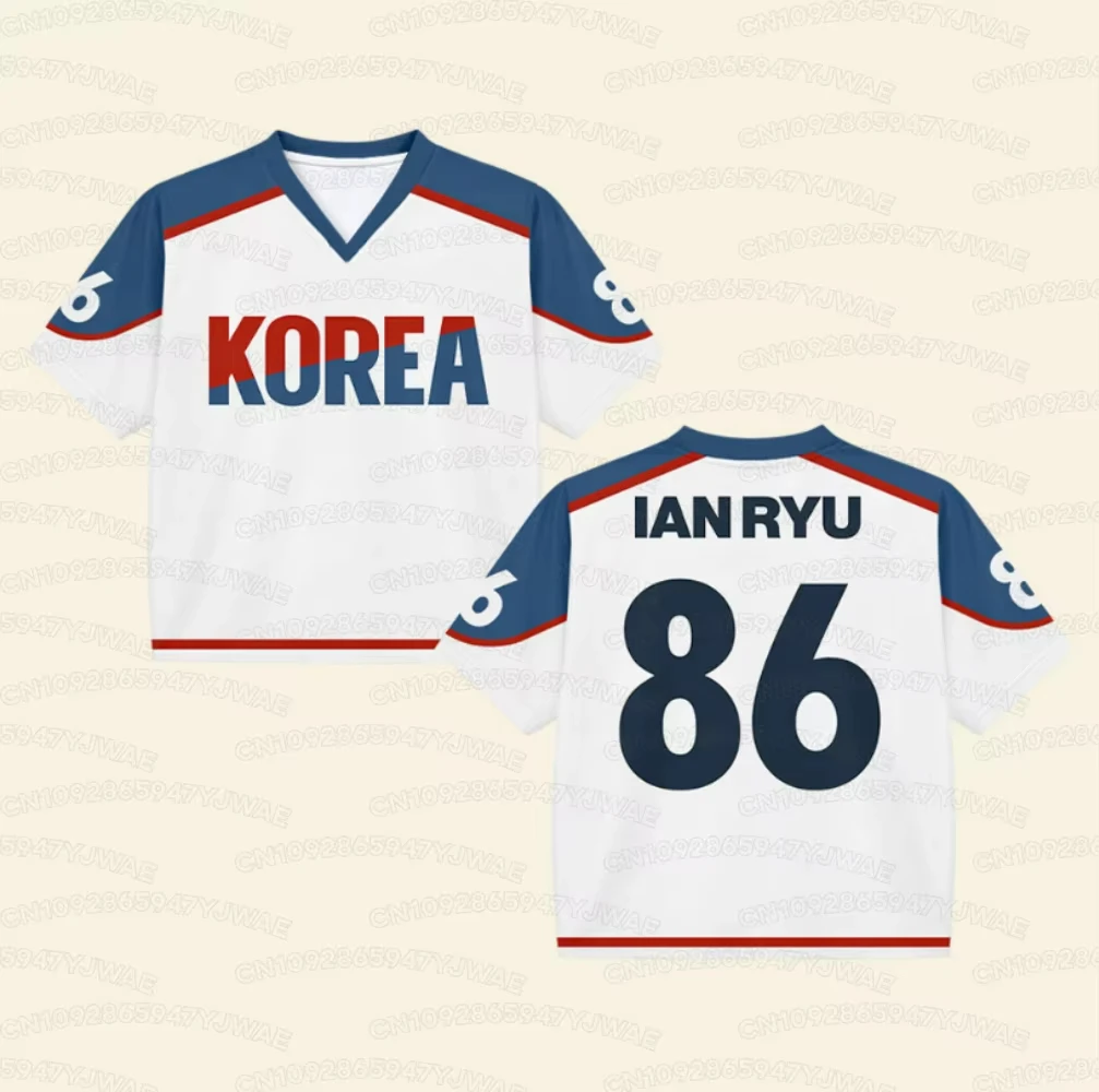 Summer Men's Women's Korean Anime Melting Point NO.86 IAN RYU Hockey Jersey  Casual Short Sleeve V-neck T-shirt