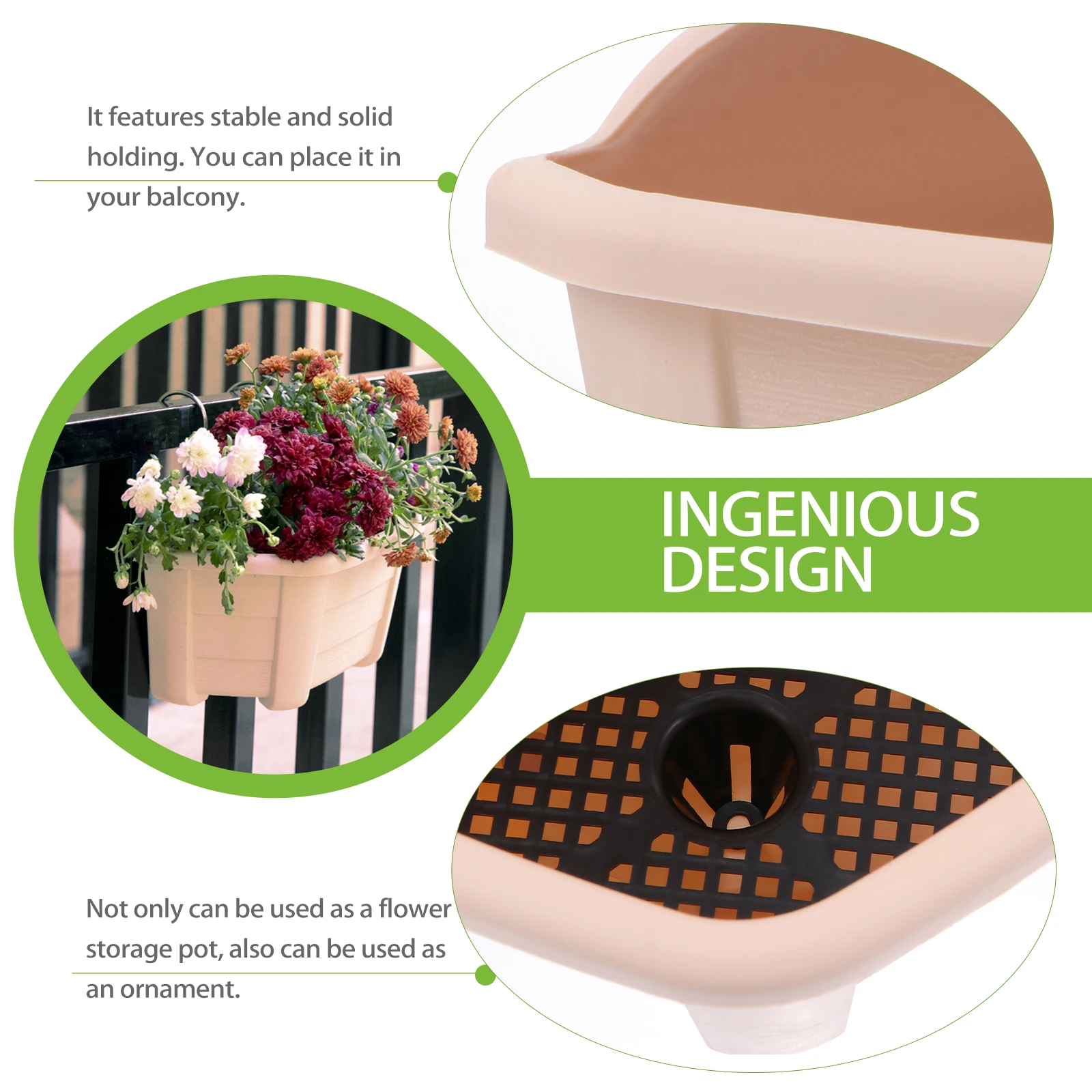 

Flower Pot Wall Hanging Rustic Planter Arrangement Basket Beige Balcony Holder Office