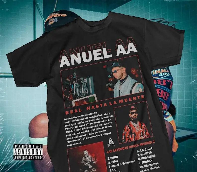 

Anuel AA Real Hasta La Muerte 2025 футболка с рисунком для мужчин и женщин футболка из чистого хлопка одежда
