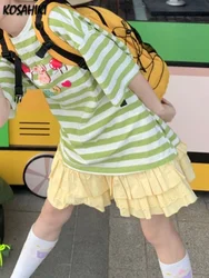 2024 Summer y2k Fairy Cake Mini Skirts Japanese Harajuku Girls Gothic  Sweet Kawaii Yellow Ball Gown Pleated Short