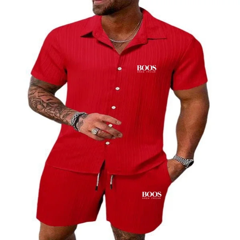 Spring and Summer New Embroidered Short Sleeved Shorts Casual Sports Suit Men's Fashionable Casual Multifunctional Beach Suit To