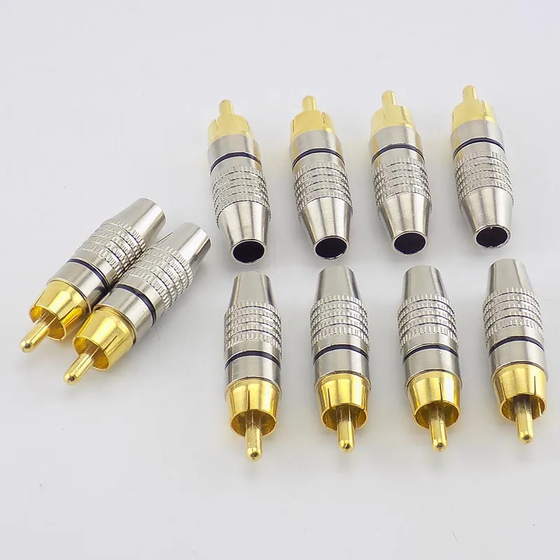 4 10pcs RCA Male Plug Connector Non Solder AV Audio Video Locking Cable Plug Adapter solderness for Video CCTV Camera Security