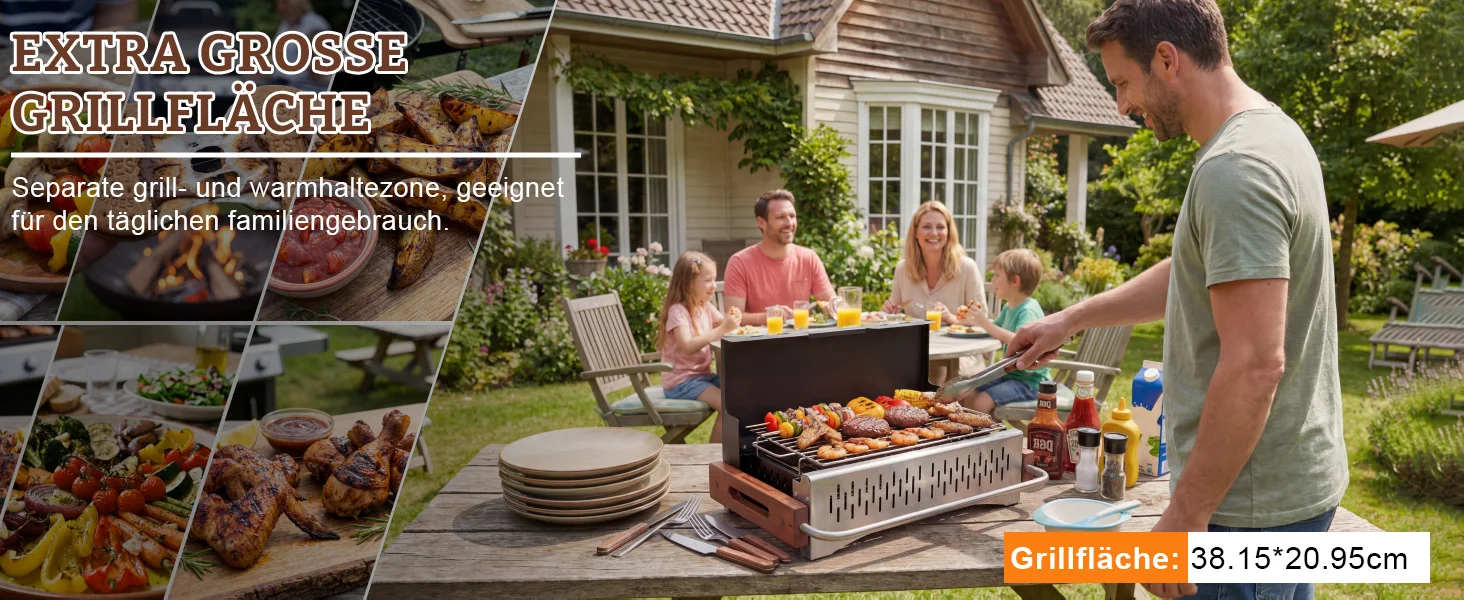 HOMAVO tragbarer grill, kompakter Holzkohlegrill für den Außenbereich, geeignet für Camping, Picknick und Garten, 1-4 Personen – Detail 5