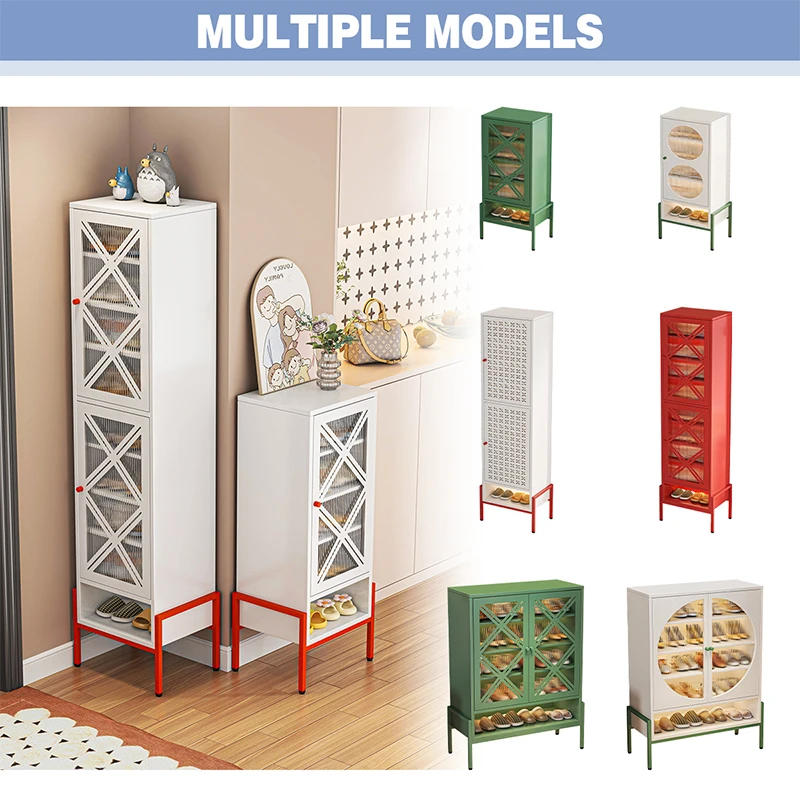 bn Modern Luxury Metal Shoe Rack Cabinet Portable Space-Saving Steel Storage Organizer with Doors for Hotel Entryway Furniture%