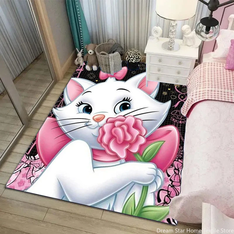 Disney Marie Cat Large Area Rug Carpets for Living Room Children\'s Bedroom Sofa Doormat Pink Floor Rugs Home Decor Anti Slip Mat