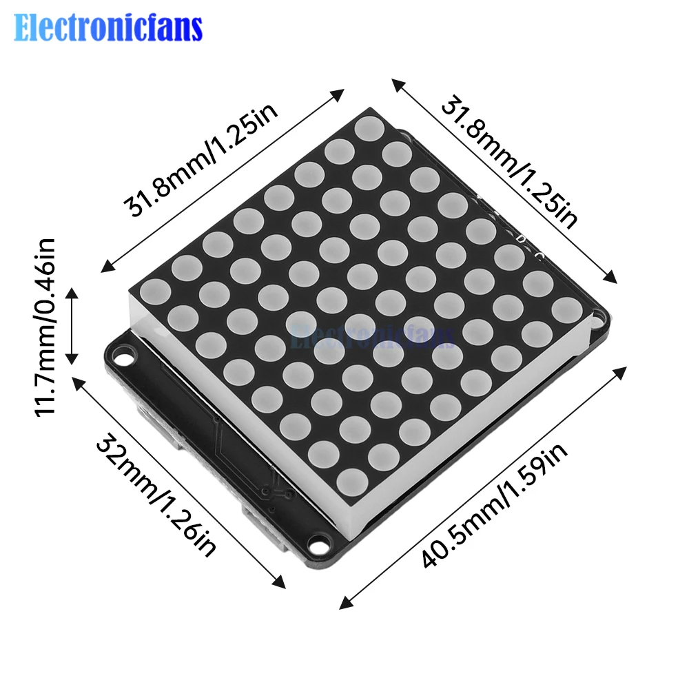 8X8 Matrix Common Cathode LED Dot Matrix Display Module Ht16K33 Driver I2C Interface