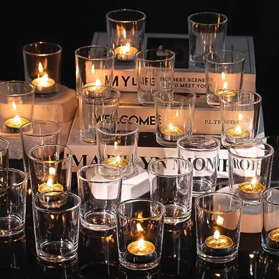 

Votive Candle Holders- Tea Lights Candle Holder Glass Candle Holders Bulk for Wedding Centerpieces Festival and Party Table Cen