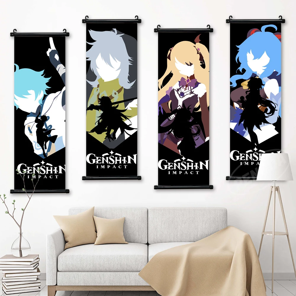 HD Canvas Genshin Impact Xiao Home Decoration Anime Wall Artwork Xiangling Painting Hanging Scrolls Modern Print Picture Poster