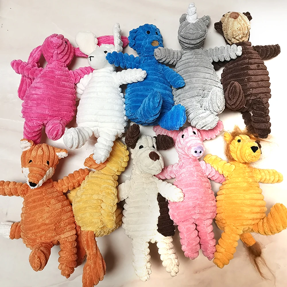 Bite resistant and cute dog,bear,rabbit,sheep,fox, corduroy dog toy, cat and dog grinding teeth, cleaning teeth, happy play