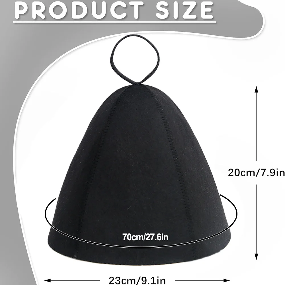 1PCS Thicken Wool Felt Sauna Hat Black Hair Protection Spa Sauna Accs For Bath Protection Sweat Steam Waterproof Handmade Felt