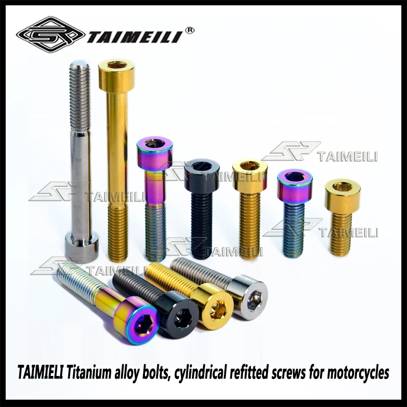 TAIMIELI Titanium alloy bolts, cylindrical M8 *20/25/30/35/40/45/50/60/70/80mm refitted screws for motorcycles