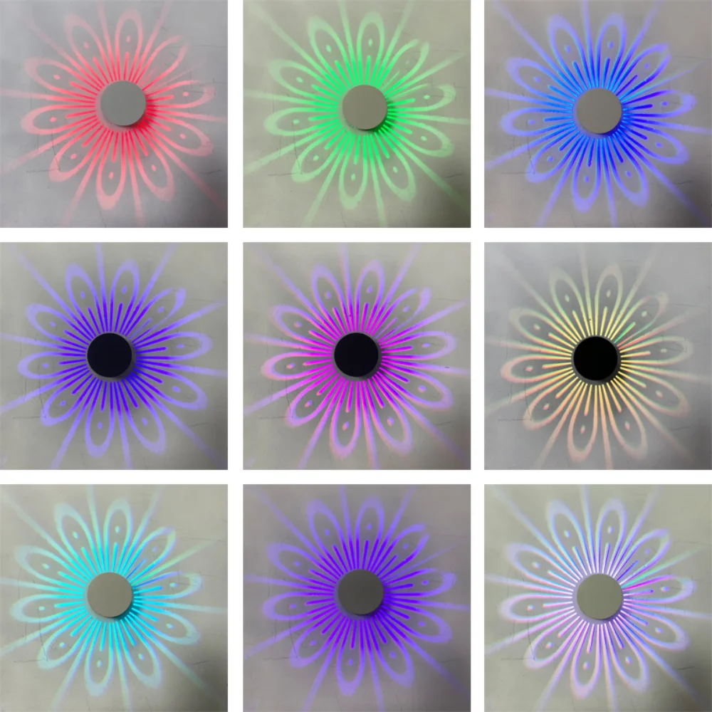 LED Wall Light Peacock Projection Lamp Home Decor Sconce Romantic Atmosphere Colorful Corridors Room Bedside Background Night 3W