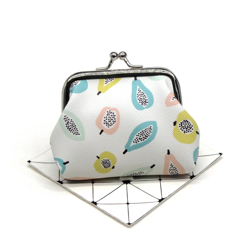 Monederos con estampado de frutas para niños y mujeres, carteras pequeñas de almacenamiento, Portable, Kawaii, dibujos animados