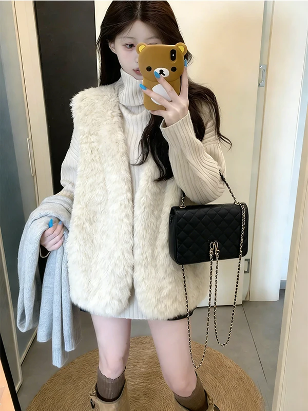 

Корейский вязаный свитер-жилет и топ для женщин: новый весенний комплект из двух предметов для создания многослойного образа, стройнящий силуэт