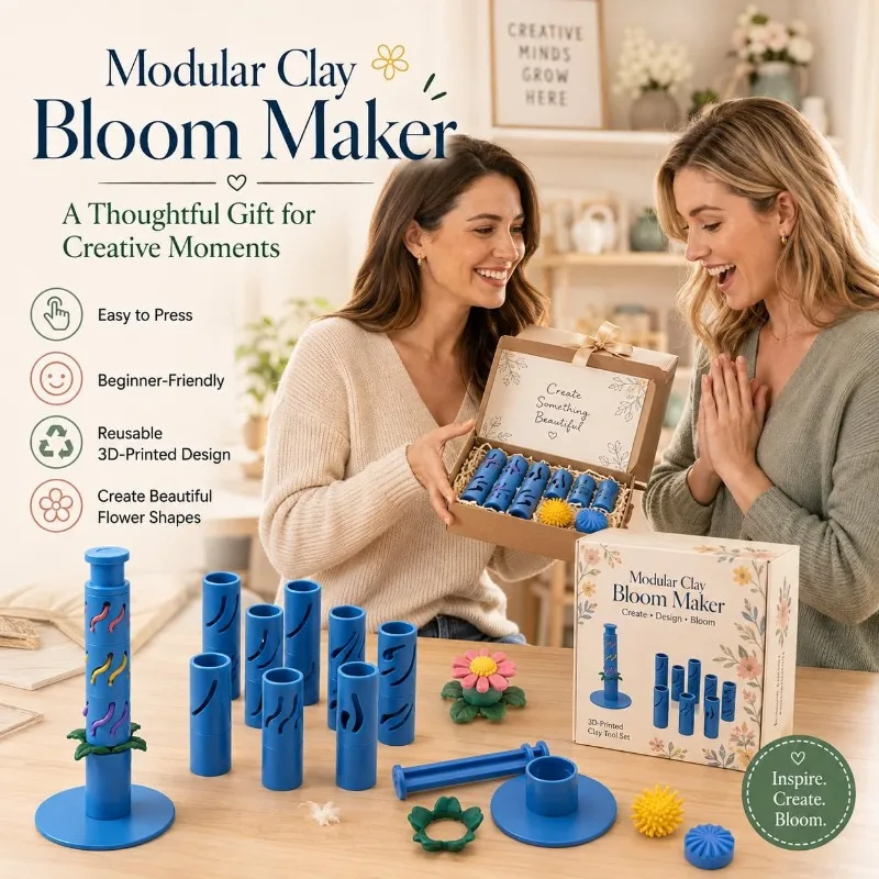 Clay Flower Shaper 3D Printed Modular Tool Kit - Professional Polymer Clay Molds for DIY Art & Craft Projects