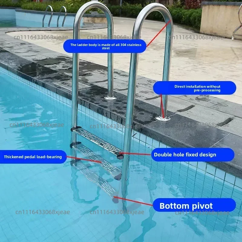 No Pre-embedding Swimming Pool Escalator 304 Stainless Steel Ladder Underwater Ladder Handrail Staircase Thickened Pedal
