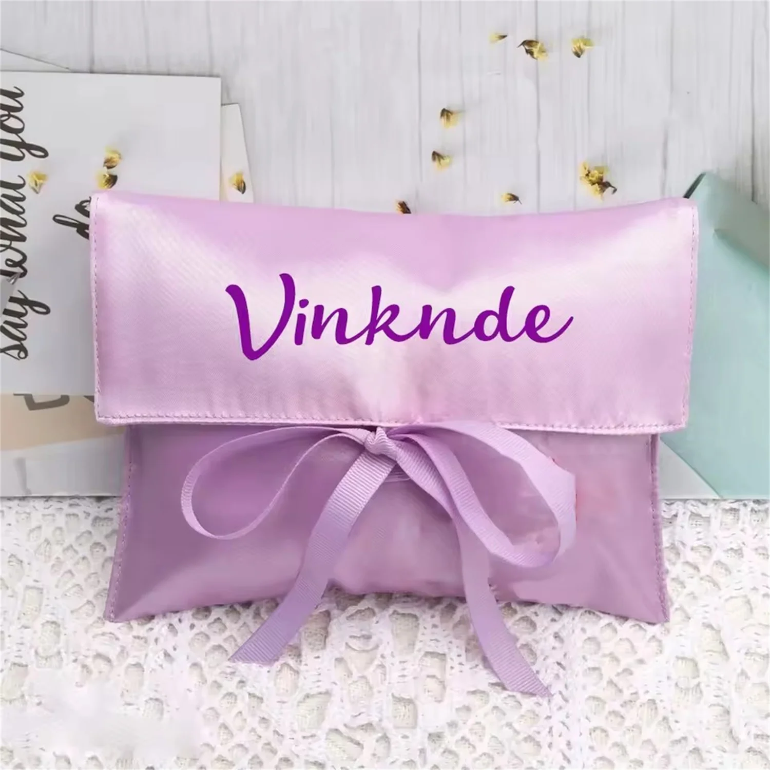 100pack Custom Logo Silk Jewelry With Ribbon Bag Satin Gift 30x25cm Packaging Pouches Wedding Rings Favors Organizer Dust Bags