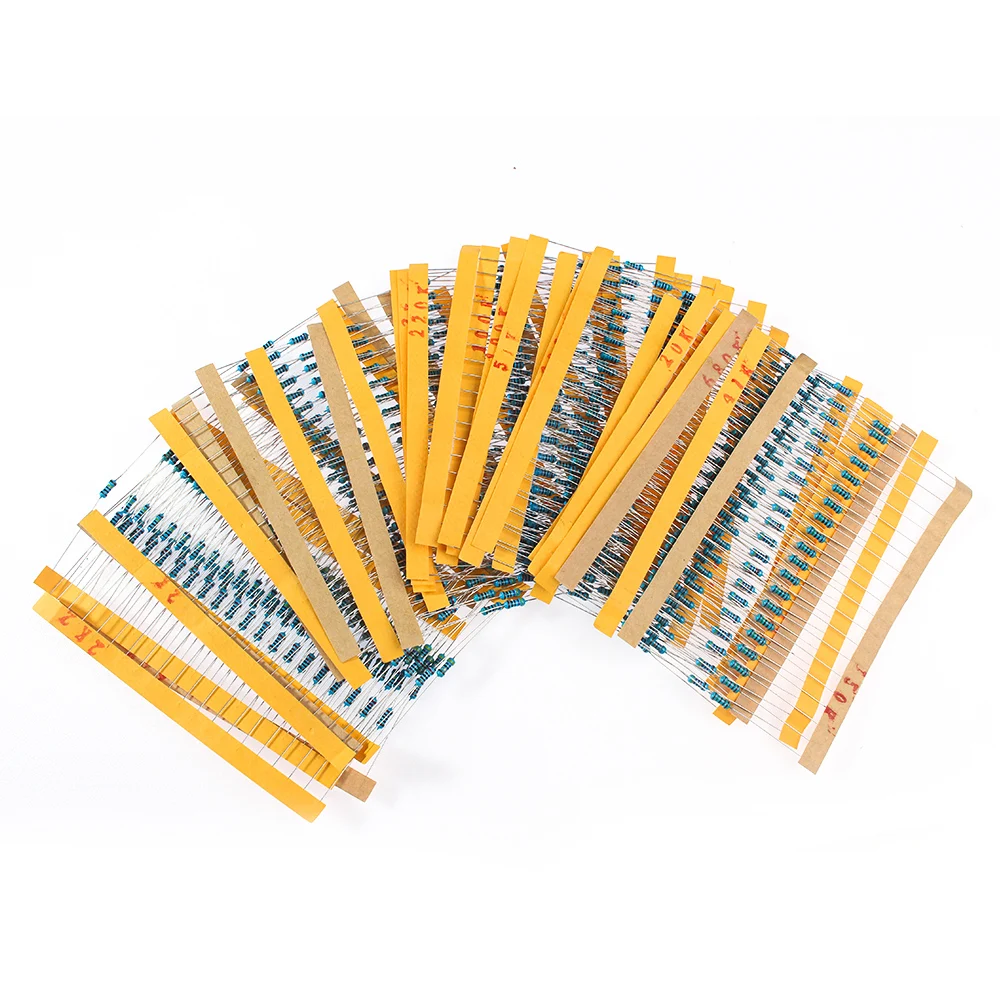 600PCS 30 Values 1/4W Metal Film Resistor Assortment Kit, 10 ohm~1M ohm Resistors Assorted Set Pack in Box, 10K 20K 47K 51K 68K