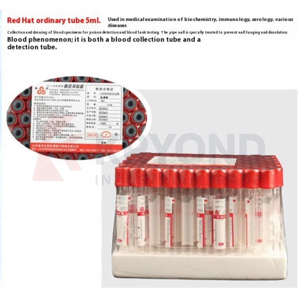 100pcs Medical No Additive Plain Tube Plastic Vacuum Blood Collection Tube Ordinary Blood Test Tubes 10ml PET Tube
