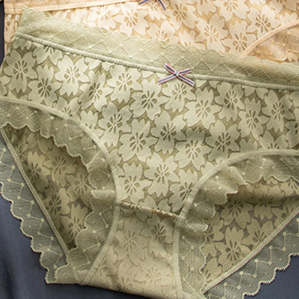 

Casual Outings Lace Briefs Cotton Crotch Breathable Cotton Underwear Casual Style Moderate Elasticity Solid Pattern