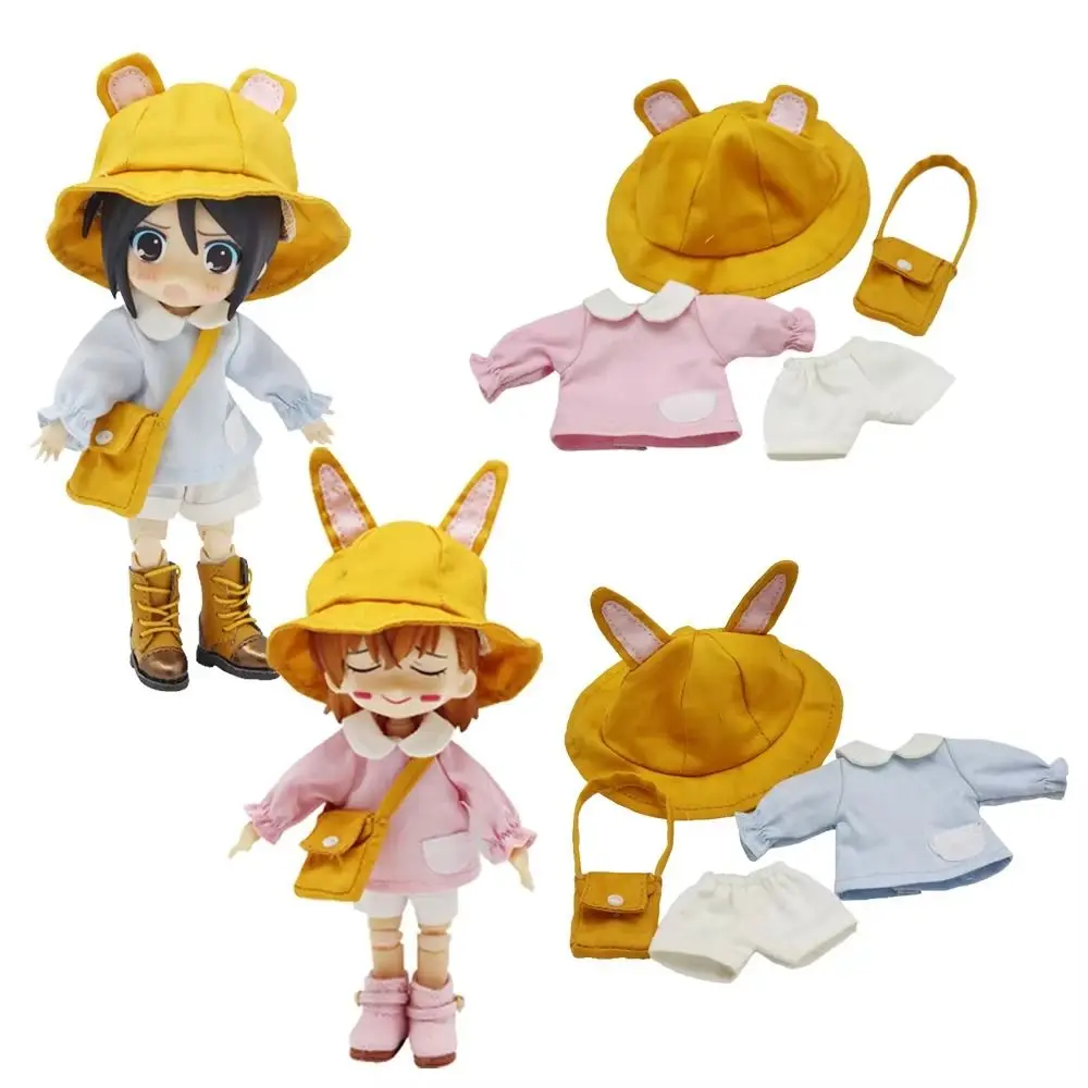 Handmade Ob11 Doll Clothes School Uniform Suit Doll Rabbit Bear Ears Fisherman Hat For Obitsu 11 Molly GSC YMY 1/12 Dolls