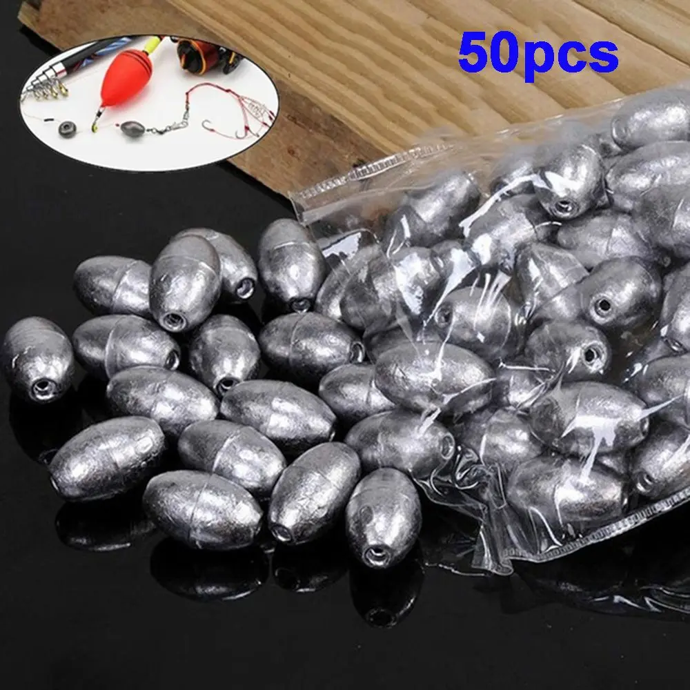 

0.35-3g Olive Oval Shaped Sinking Bait Fishing Beads Lead Sinker Sinkers Angling Gear