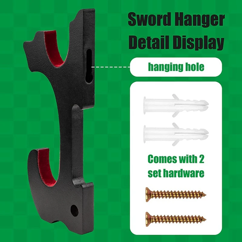 4Pair Sword Wall Mount 2/Set 1-Tier Padded Hook Katana Holder Adjustable Hanger For Samurai Sword Tanto,2-Tier-Pad