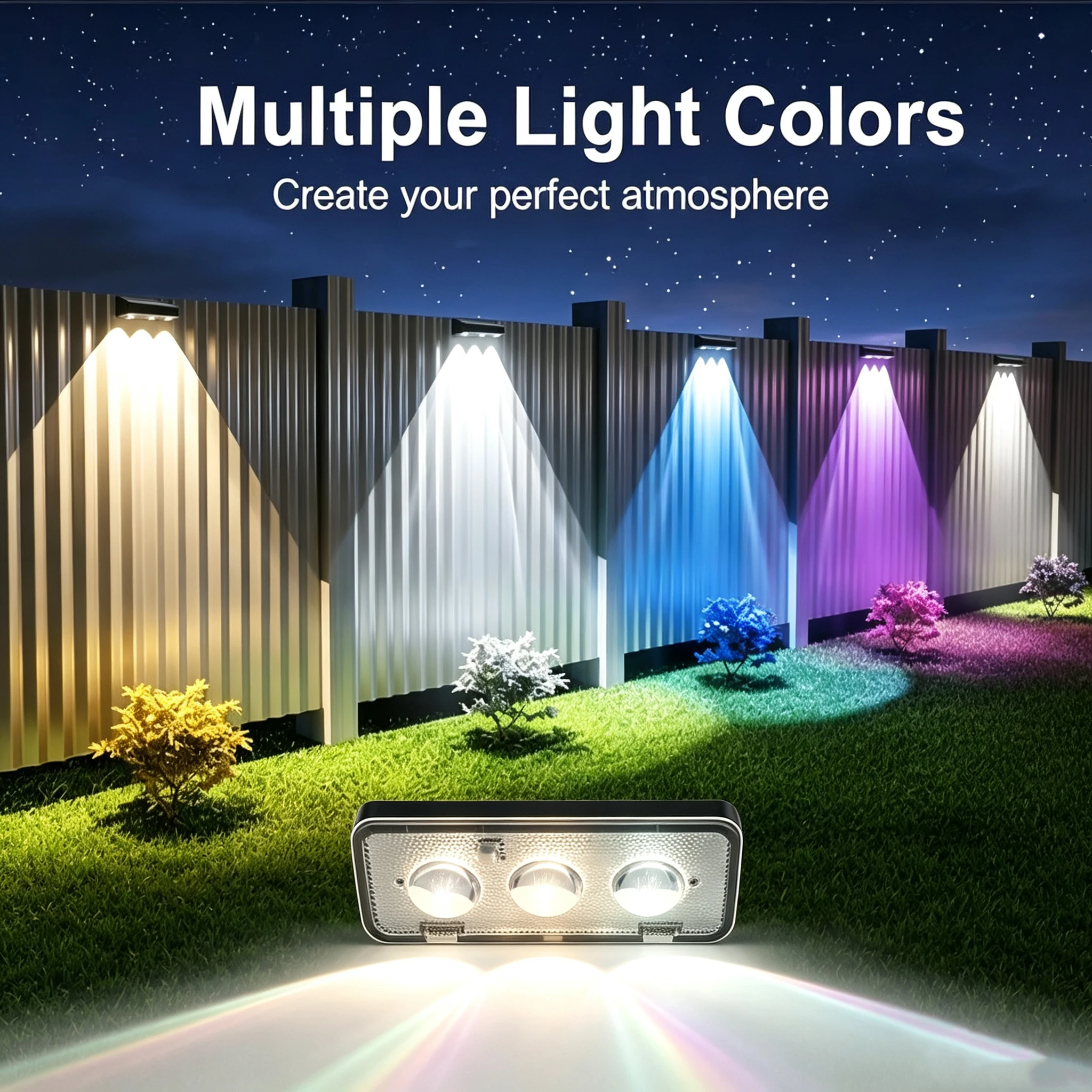 Smart Garden Fence & Balcony Hanging Planter - RGB ソーラーフェンスライト屋外装飾スマート LED ステップランプ、庭の階段ガレージパティオクリスマス用防水ソーラーウォール照明