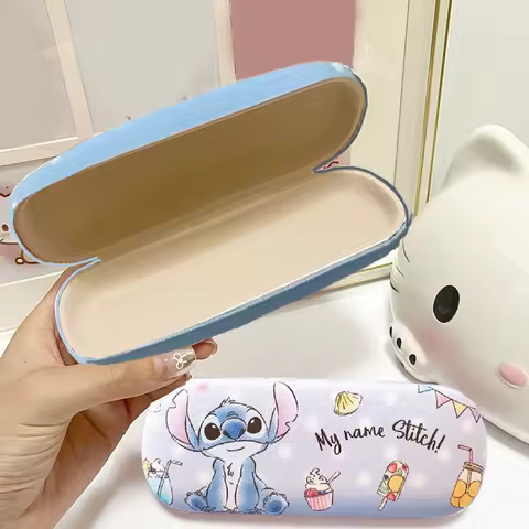 Anime Disney Stitch Glasses Case Hard Shell Holder Kawaii Stitch Sunglasses Storage Box Cartoon Glasses Case Kids Gifts