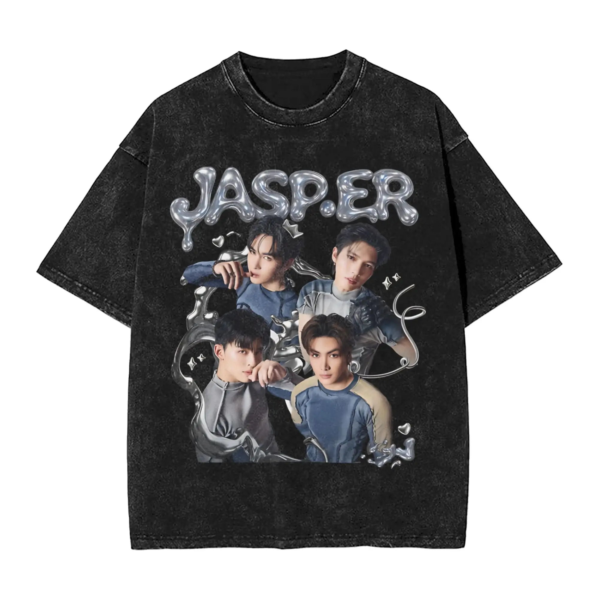 Awesome JASP T-Shirts Men Crewneck Pure Cotton Washed T Shirts Thailand Group Short Sleeve Tee Shirt Summer Clothing