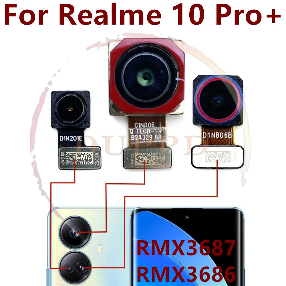 Fotocamera posteriore per Realme 10 Pro + 10Pro RMX3630 originale Mian Back Front Selfie Camera Module Flex Cable Parts parti di riparazione