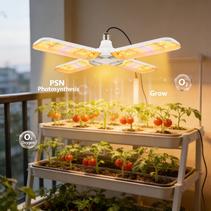 

Светодиодная лампа для растений Full Spectrum E27 24W 36W 48W, складная, с вентилятором, для выращивания рассады, цветов и комнатных растений