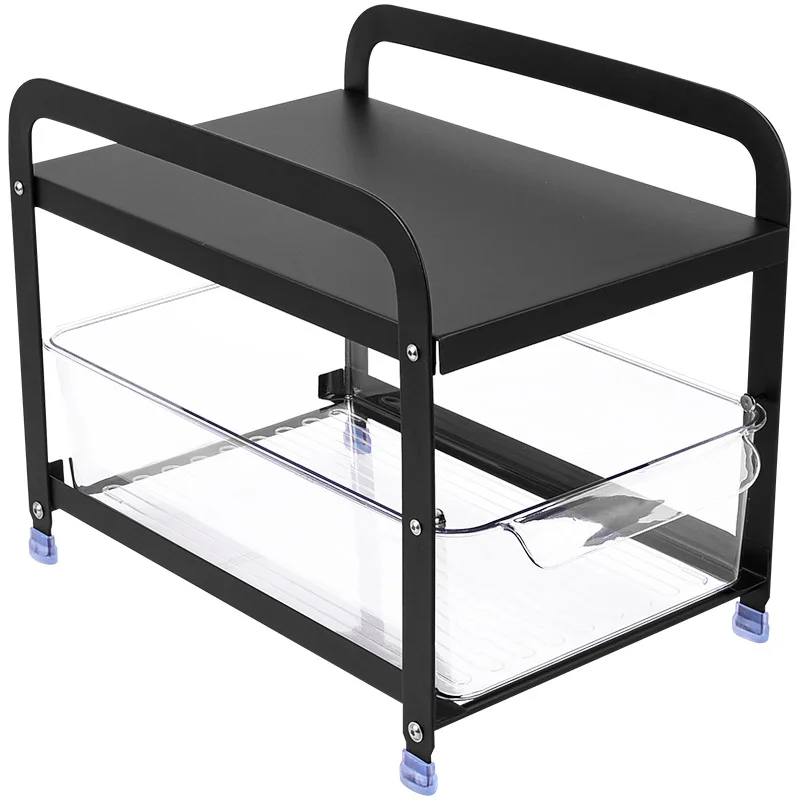

Customizable Kitchen Sink Storage Rack, Metal Storage Cabinet Storage Rack, Double-layer Pull-out Under Counter