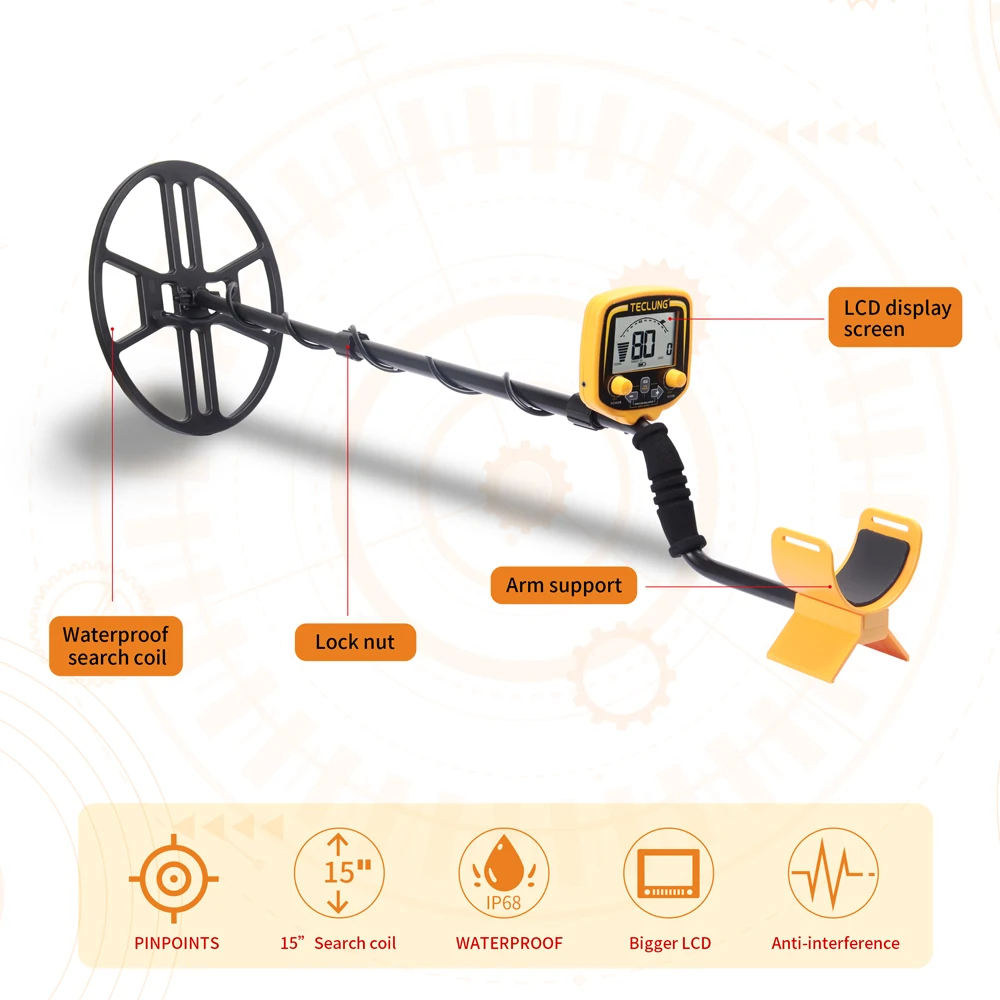 ATX880 Underground Metal Detector Professional High Sensitivity Adjustable Gold Detector Treasure Hunter Waterproof Search Coil