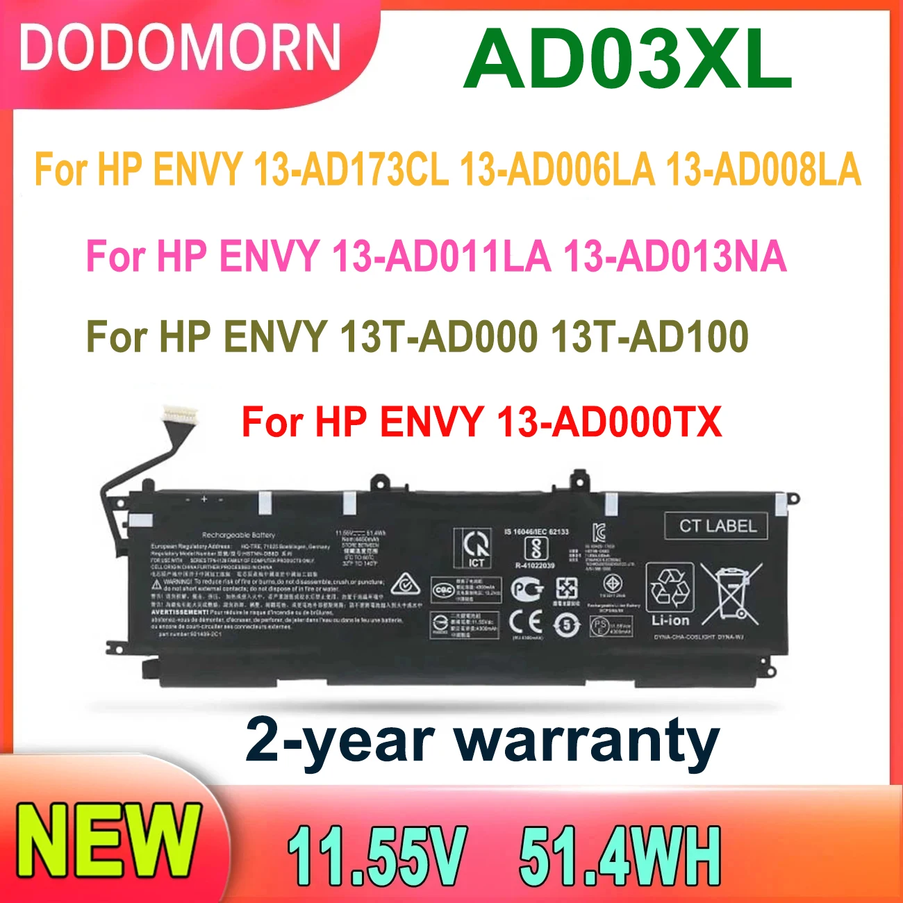 Imagem -01 - Dodomorn-bateria do Portátil para hp Envy Ad03xl 13t-ad000 13t-ad100 13-ad173cl 13-ad000tx 13-ad006la 13-ad008la 13-ad011la 13-ad013na dodomorn bateria do portatil para hp envy ad03xl 13t ad000 13t ad100 13 ad173cl 13 ad000tx 13 ad006la 13 ad008la 13 ad011la 13 ad013na 01