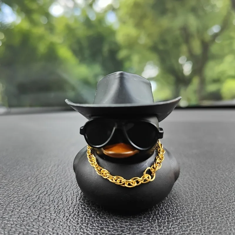 1PC Cool Cowboy Hat Duck Car Decoration Rearview Mirror Decoration