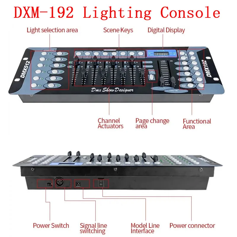 Consola de iluminación de escenario para discoteca, equipo controlador DMX 192 para DJ, 512 dxm, cabezal móvil, club nocturno, fiesta, haz de luz