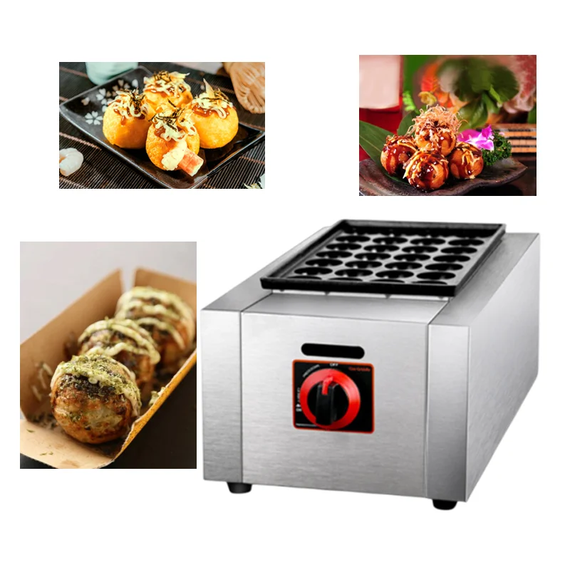 Commercial Snack Equipment Food Machine Single Head Gas Fish Cuttlefish Ball Takoyaki Maker Grill /Egg