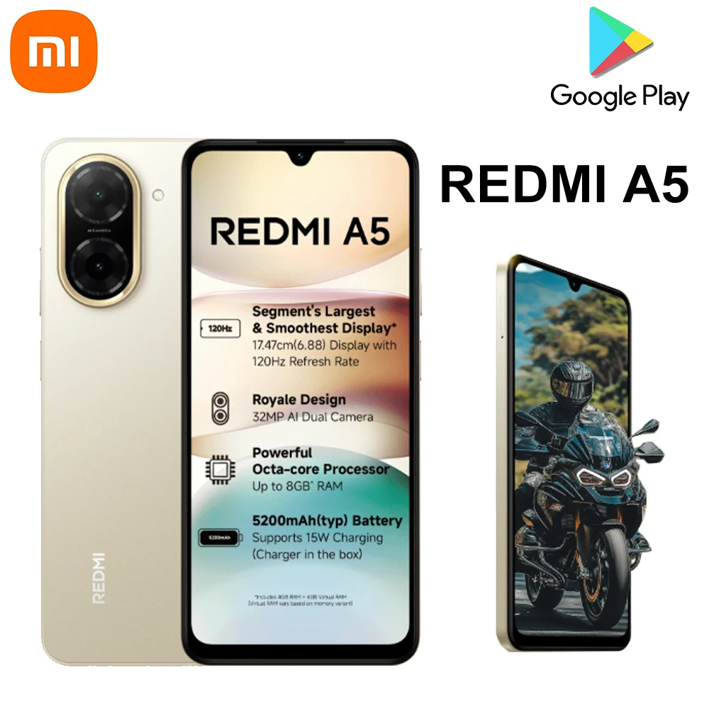 

REDMI A5 original smart phone supports dual SIM card 6GB+128GB memory 5200mAh large-capacity battery ultra-thin mobile phone