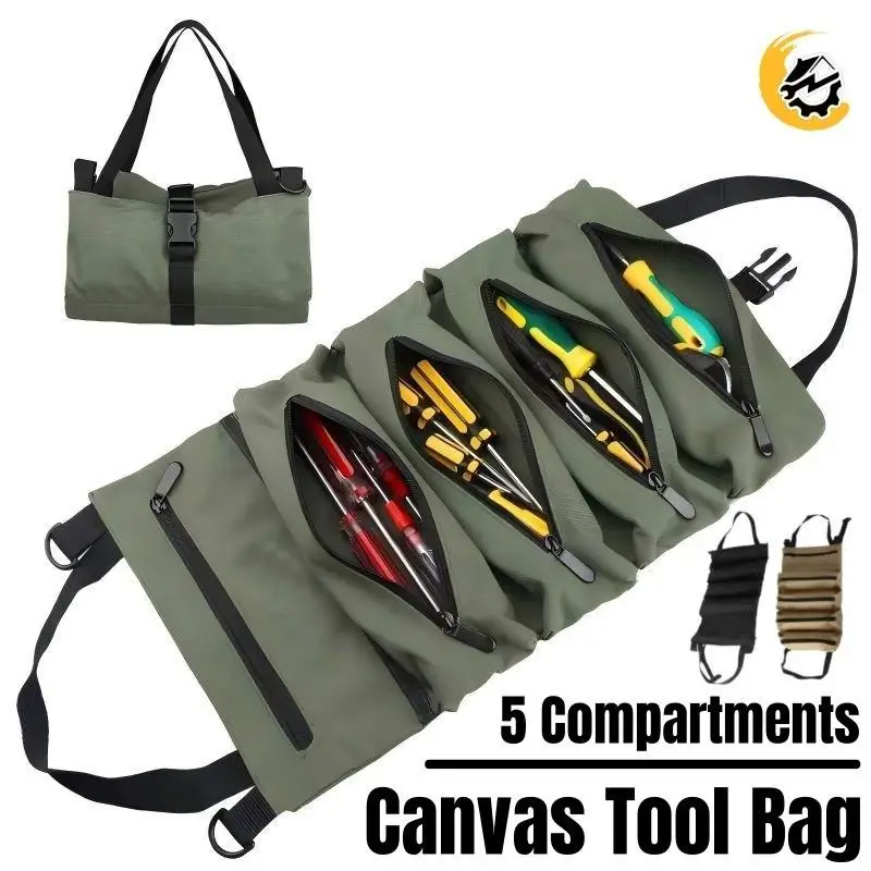 Multi-functional Tool Storage Bag Thickened Canvas Durable Tool Handbag for Auto Vehicle Repair Home Utility Use