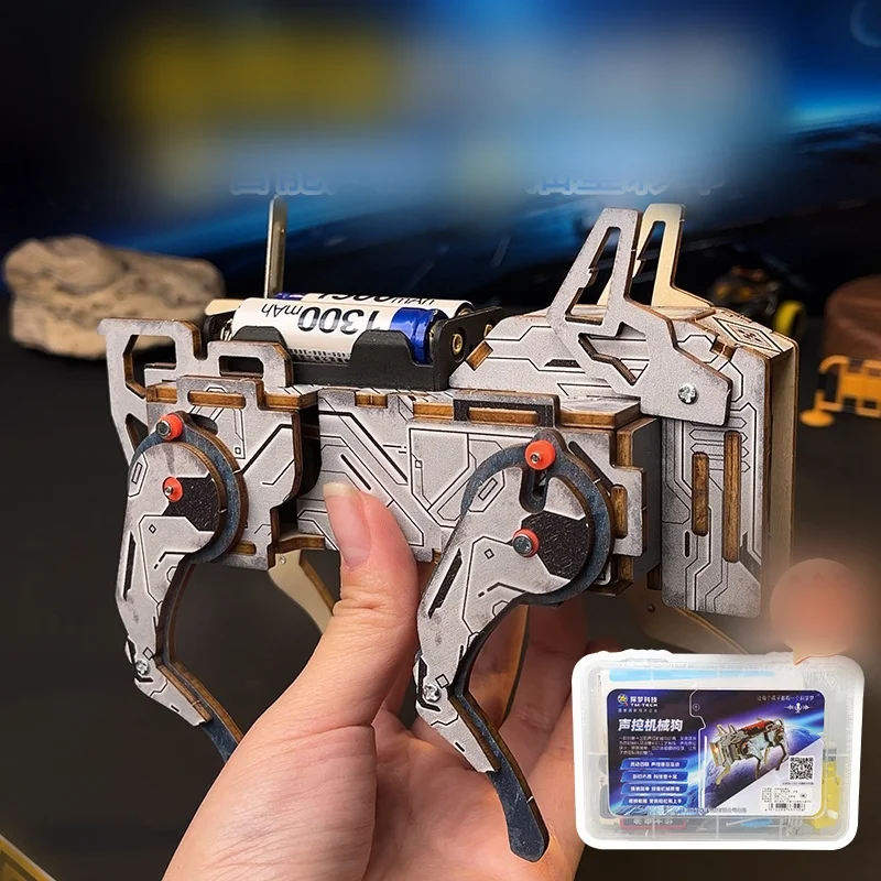 

Механический комплект STEM для собаки с голосовым управлением, сделай сам, деревянная забавная научная игрушка, образовательный строительный проект, детский инструмент для обучения в классе