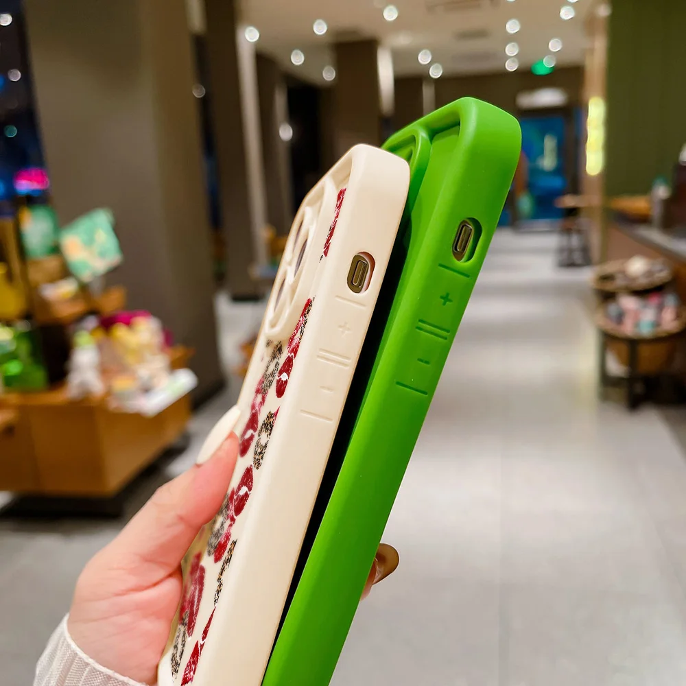 Мягкий силиконовый чехол для телефона с леопардовым принтом и красными губами для iPhone 11 13 14 12 15 16 Pro Max 16e XR 7 8 Plus SE Противоударный чехол